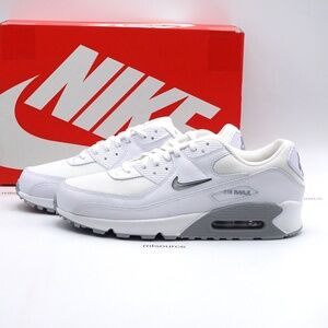 NEW Size 12 Men's Nike Air Max 90 Jewel Swoosh Sneakers FN8005-100 White